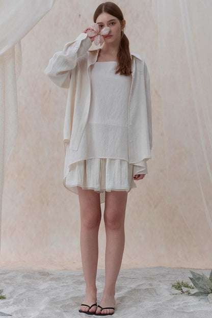 Draped Pearl Stripe Camisole Set-UP