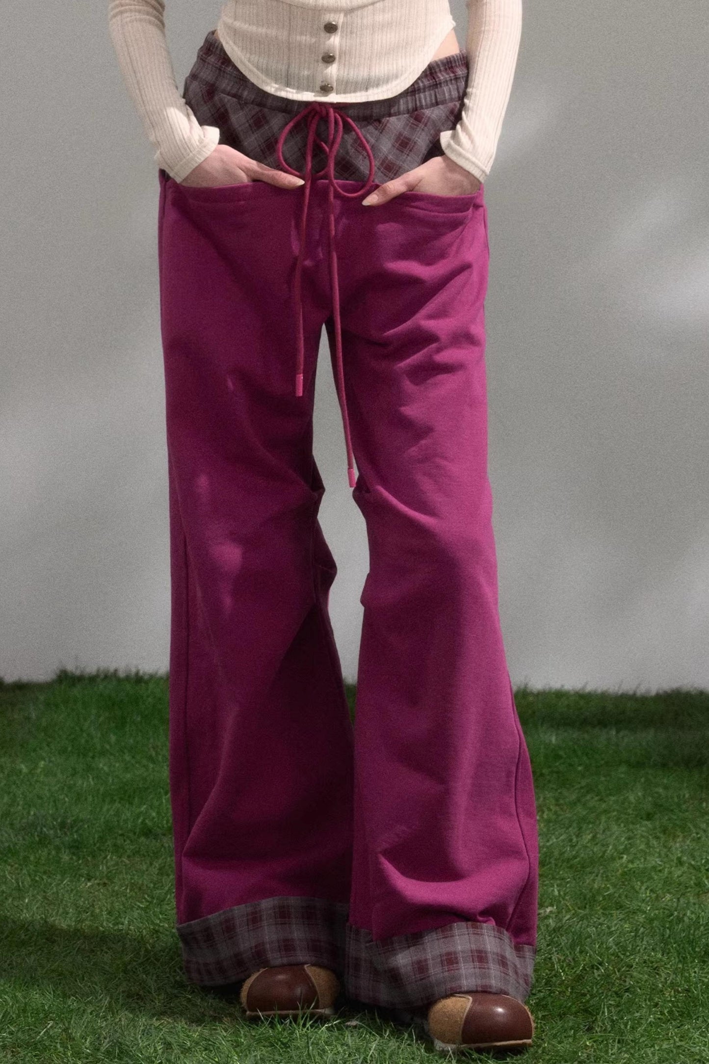 Retro Plaid Patchwork Pants