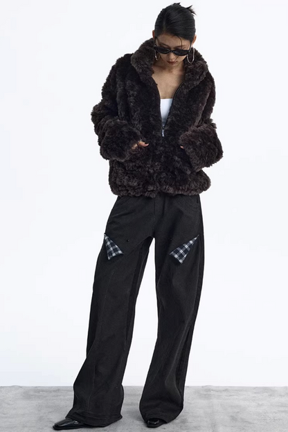 Dekonstruktierte Matte Schwarze Karohose