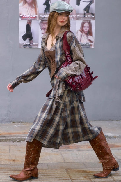 Retro Plaid Casual Loose Shirt