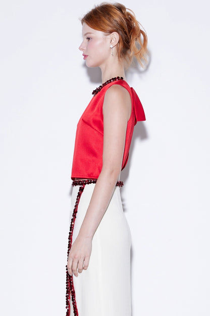 Red Satin Bow Top