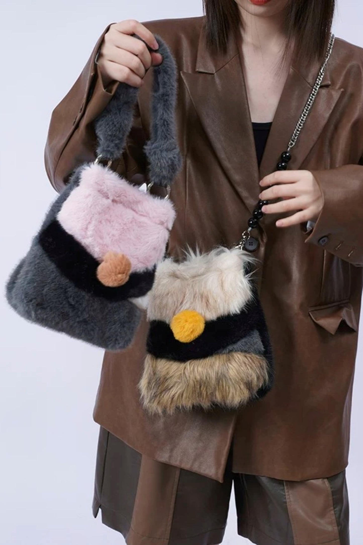 Wild Furry Color-Block Bag