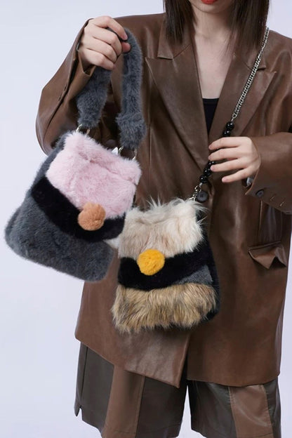 Wild Furry Color-Block Bag