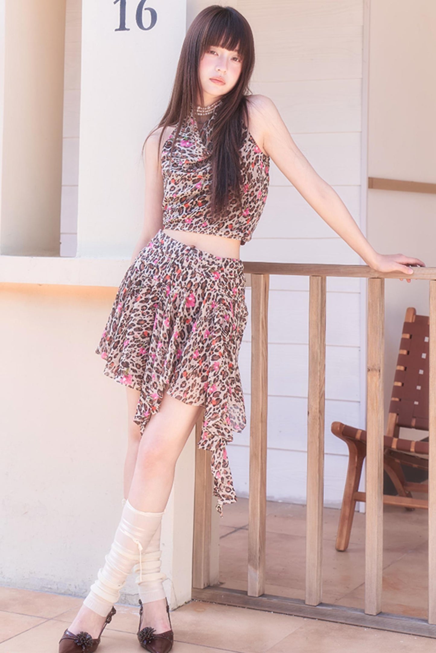 Leopard Chiffon Cami Set-Up