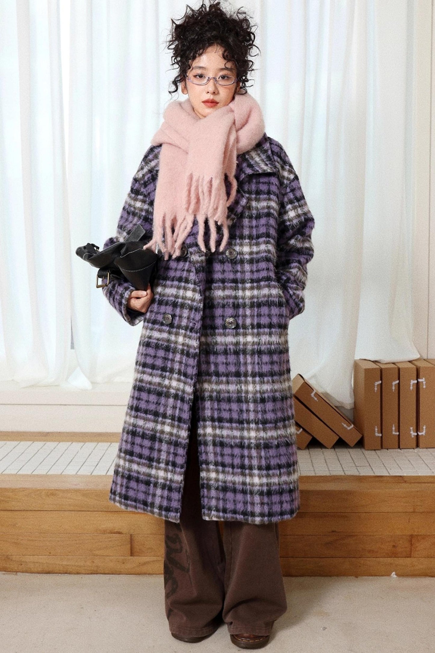 Plaid Woolen Winter Coat