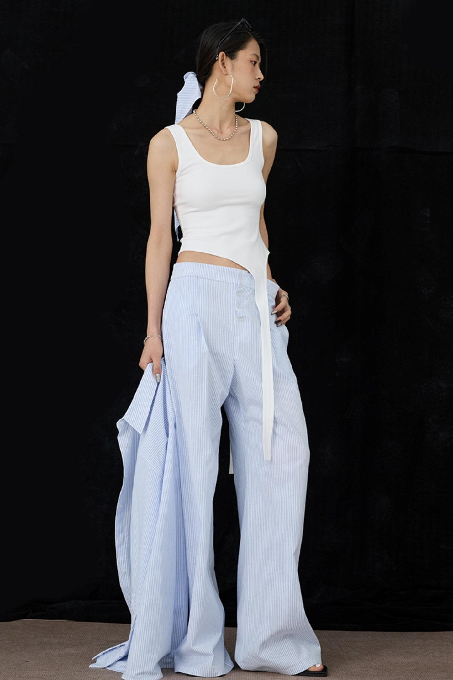 Blue Wide-Leg Pants
