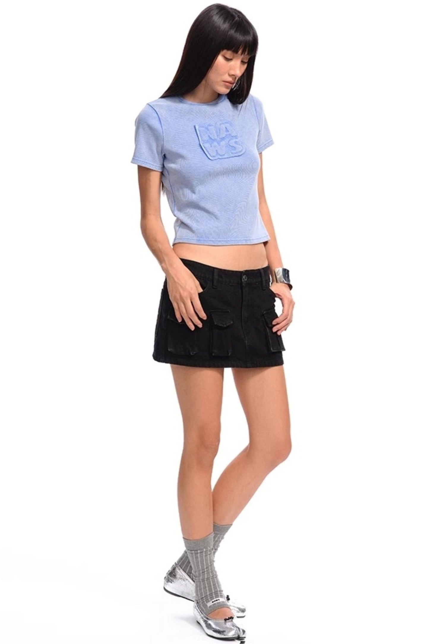 Low-Waist Denim Skirt