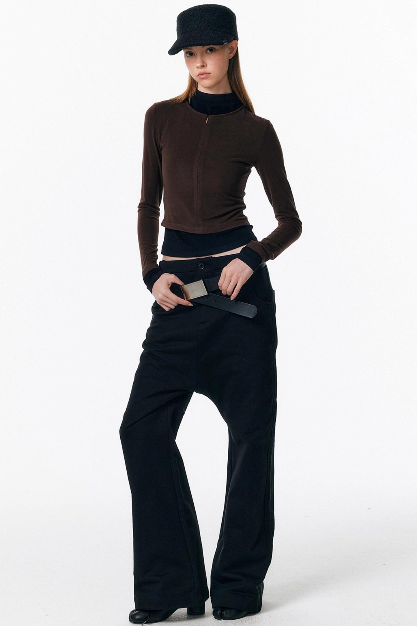 Velvet-Feel Color-Blocked Top