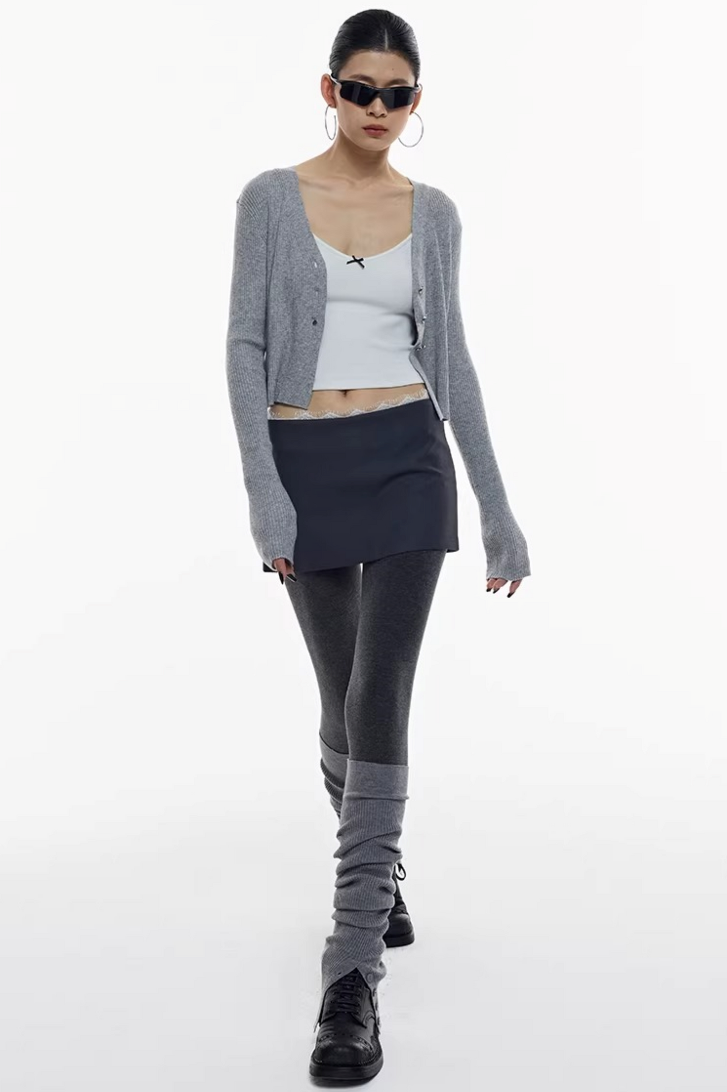 Gray Wool Blend Cardigan