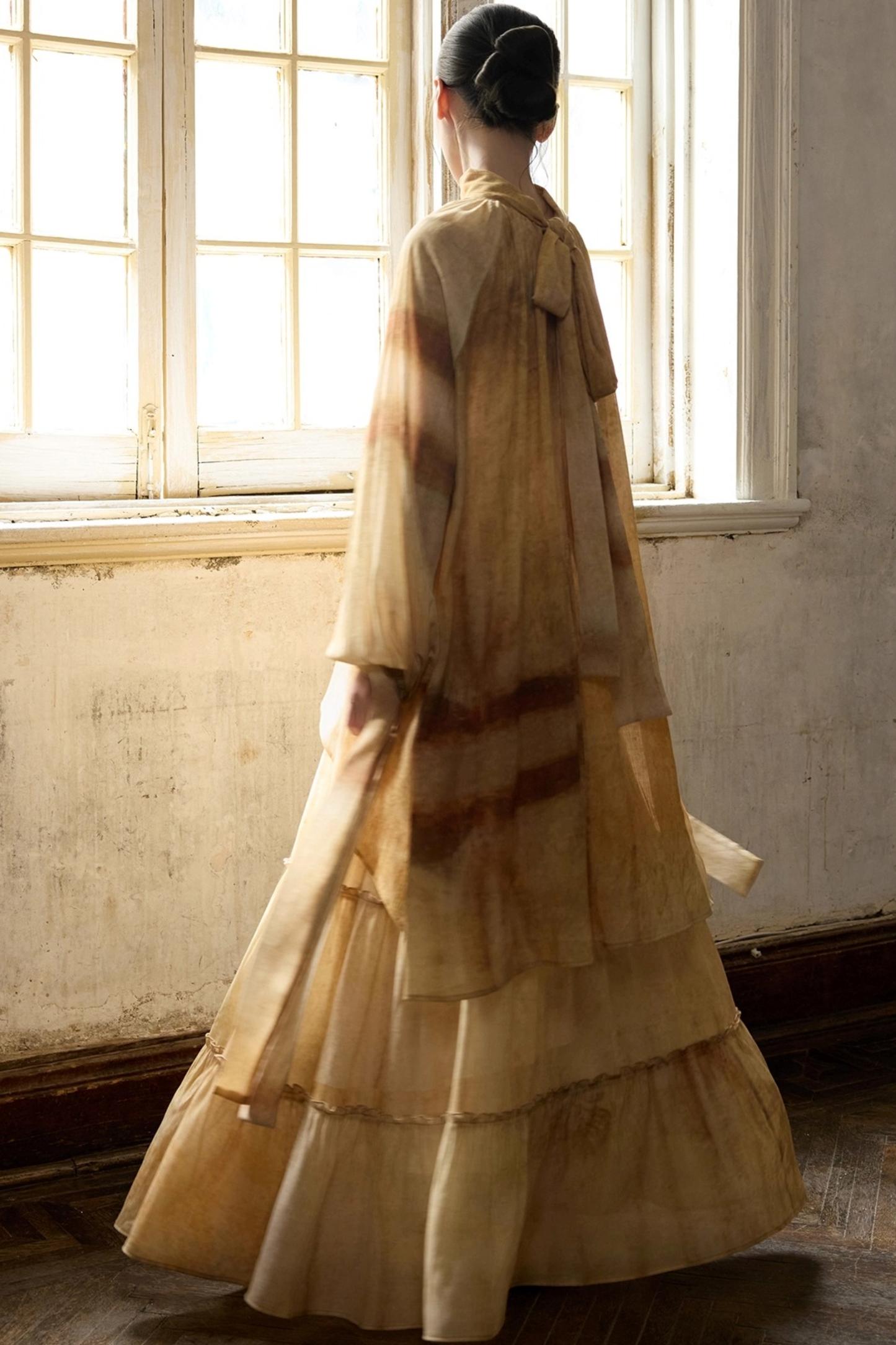 Romantic Lace-up Flowing Skirt Set-Up