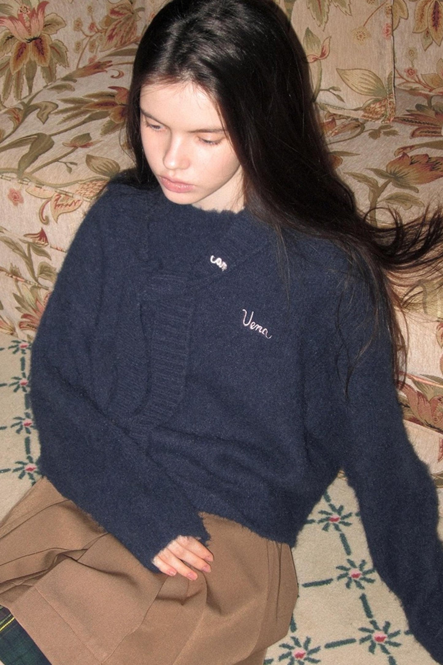 Navy Wool Hooded Sweater