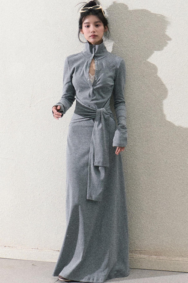 Slim Waist Knit Maxi Dress