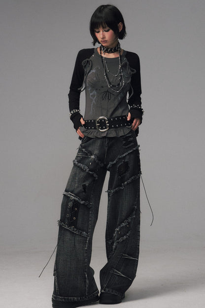 Asian Lace Stretch Long Sleeve T-Shirt