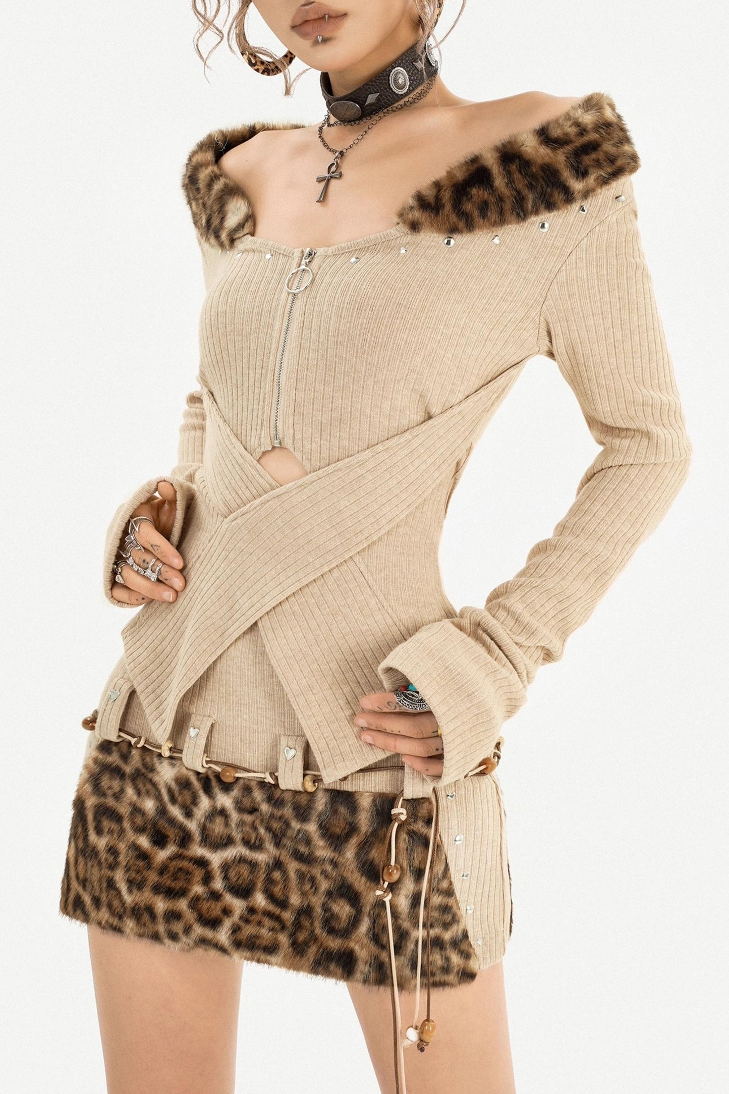 Retro Leopard Print A-Line Skirt