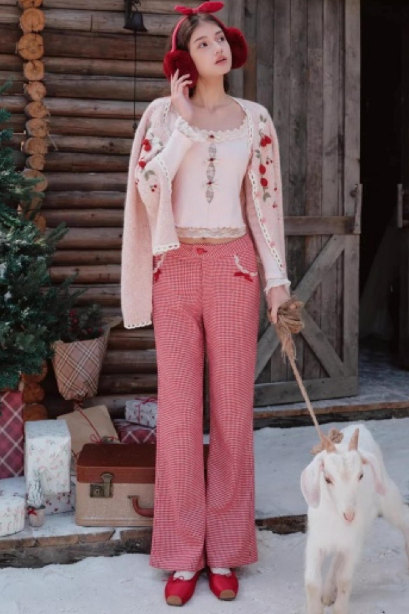 Berry Knit Lace Top Skirt Set-Up