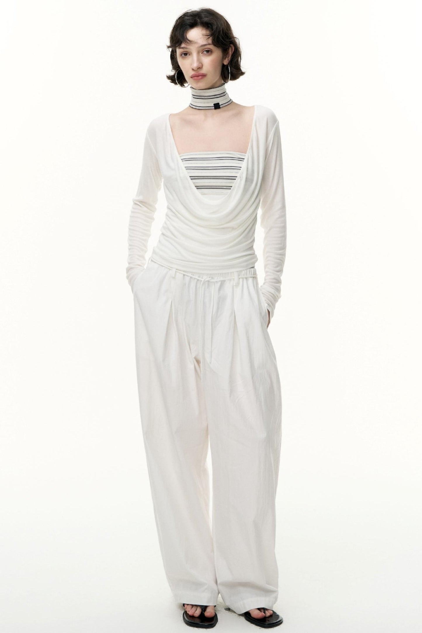 Fantasy Lyocell Collar Long-Sleeved T-Shirt