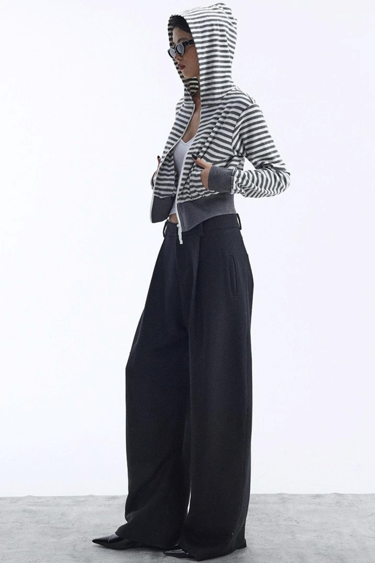 Black Wool Scimitar Trousers