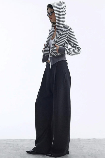 Black Wool Scimitar Trousers