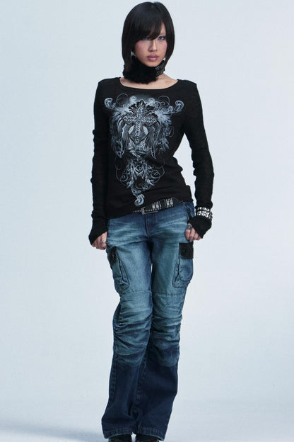 Knitted Mesh Rivet Sweater