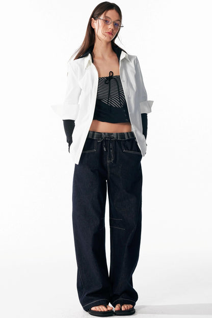 Slim Lace-Up Hooded Long Sleeve Base Shirt