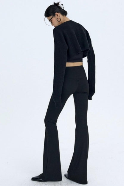 Black Fleece Flared Pants