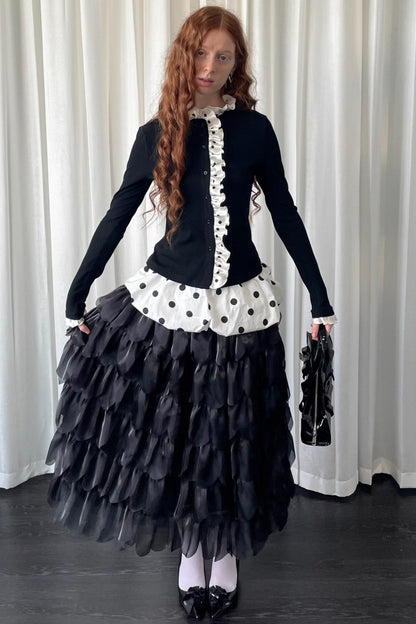 Polka Dot Lace Long Sleeve Cardigan