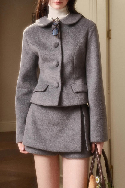Vintage Woolen Jacket With Skirt Set-Up
