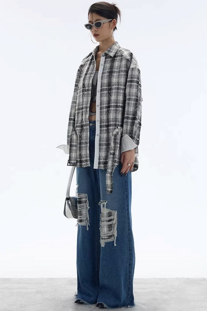 Plaid Checkered Shirt Jacket