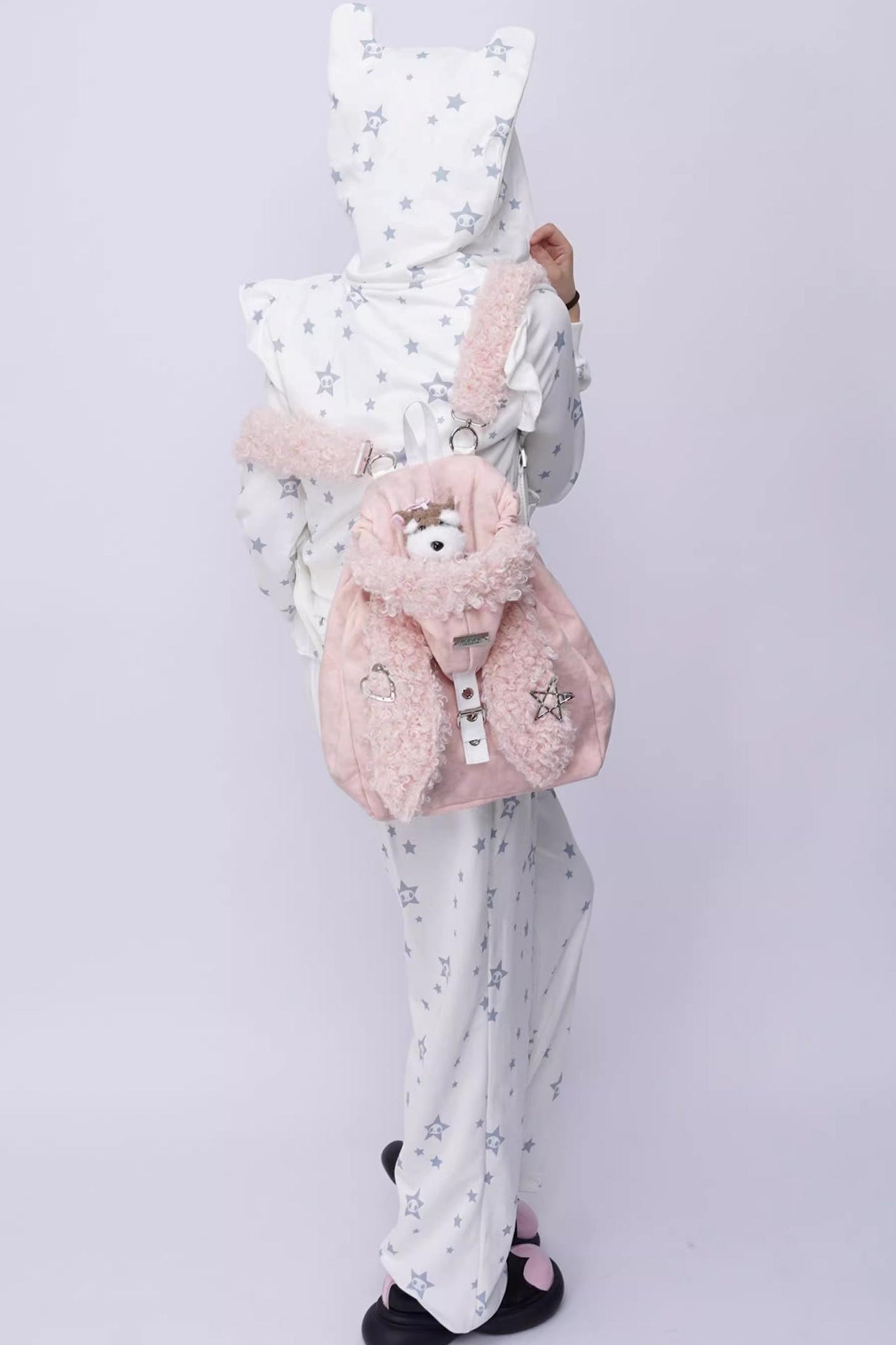 Cute Furry Rabbit Ear Backpack