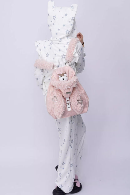 Cute Furry Rabbit Ear Backpack