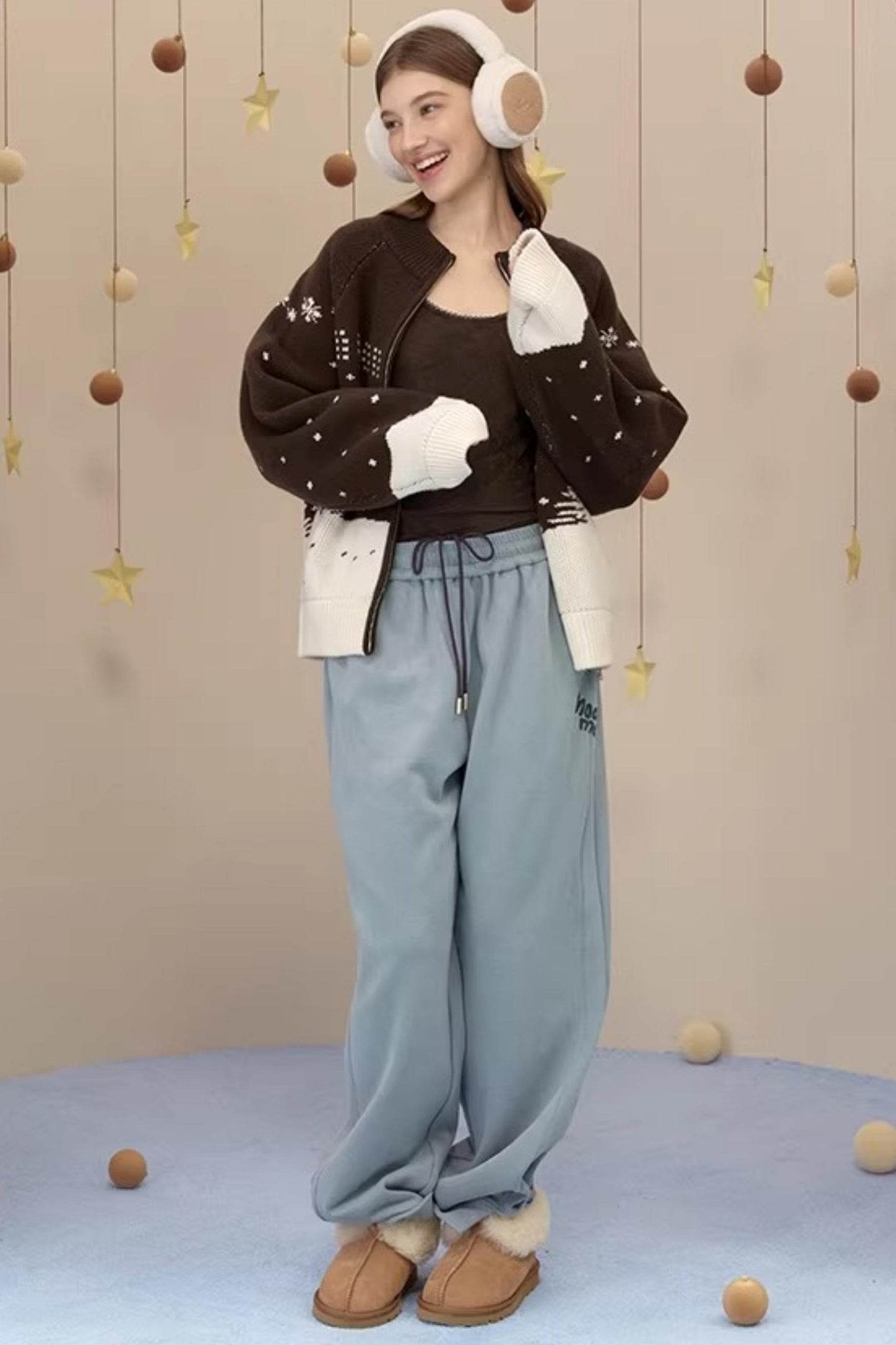 Brushed Fabric Printed Pants