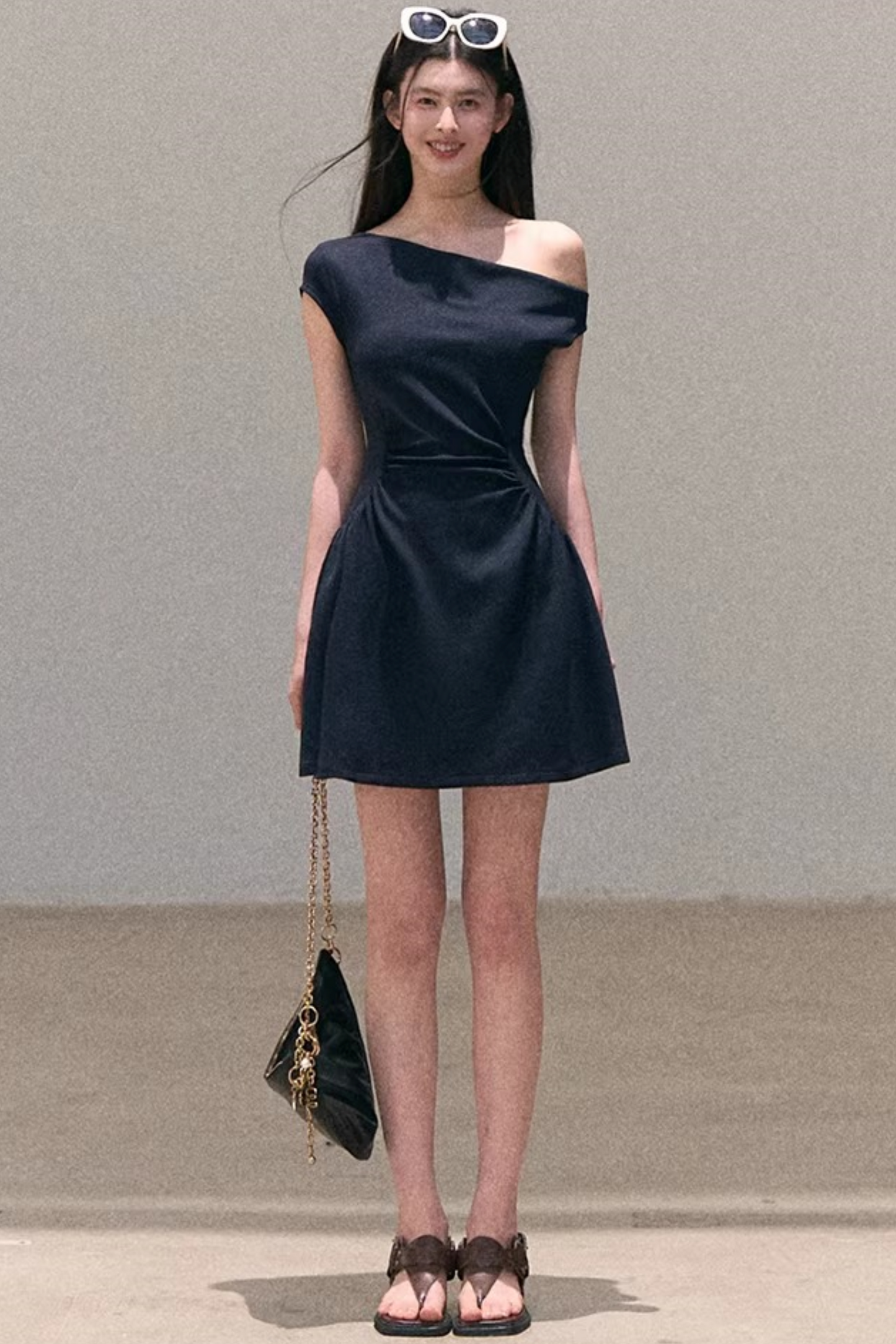 Lyocell-Asymmetrisches-Spitzenkleid