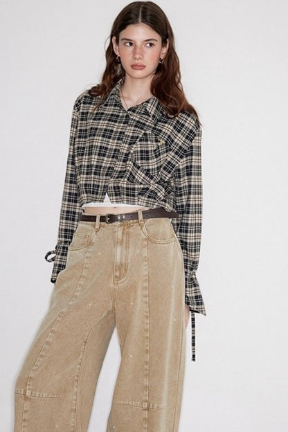 Washed Nail Beads Loose Scimitar Jeans