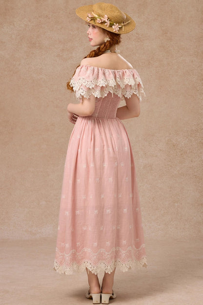 French Herringbone One-Shoulder Dress