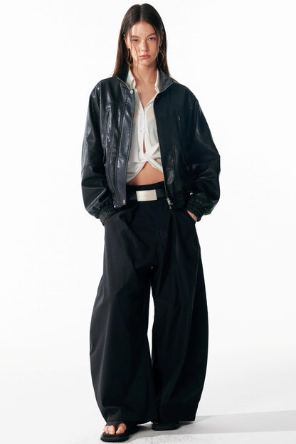 Vintage Texture Motorcycle Leather Jacket