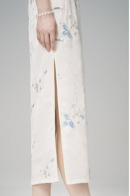 Chinese Style Embroidered Short Sleeve Dress