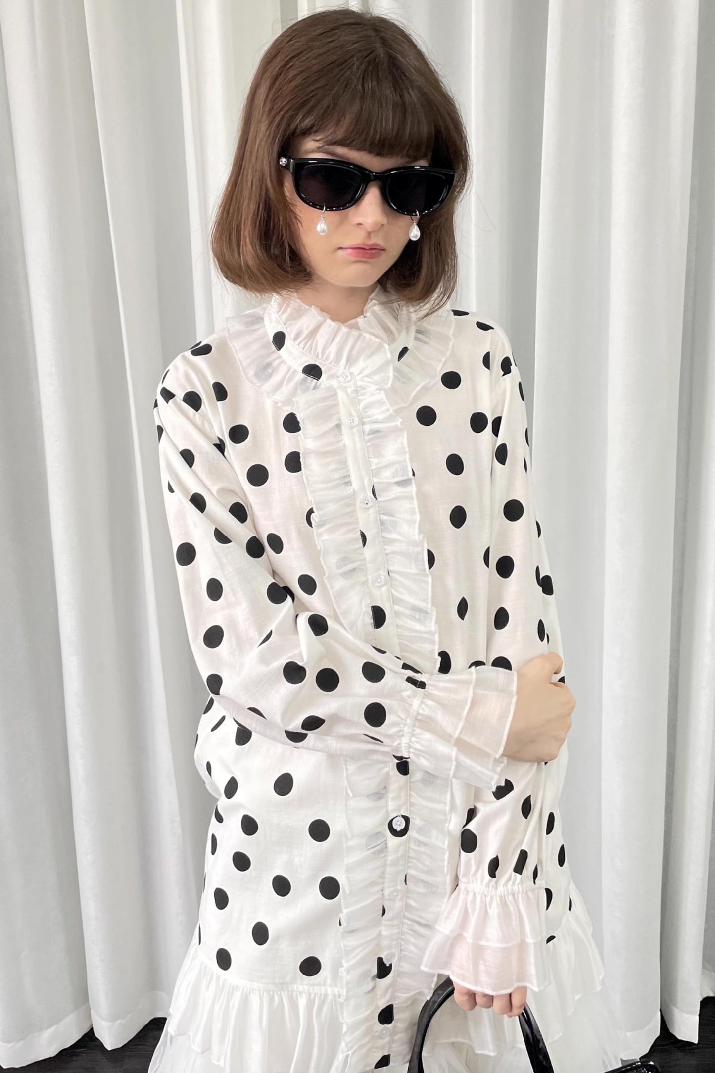 Polka Dot Lace Blouse Top