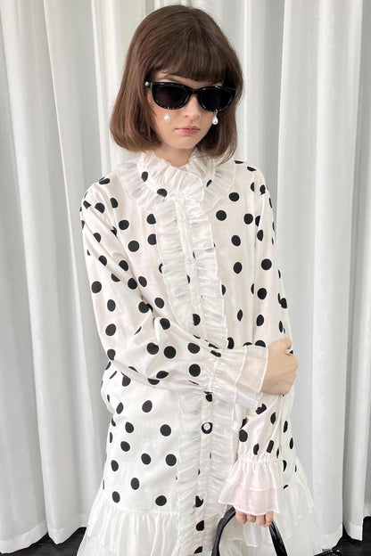 Polka Dot Lace Blouse Top