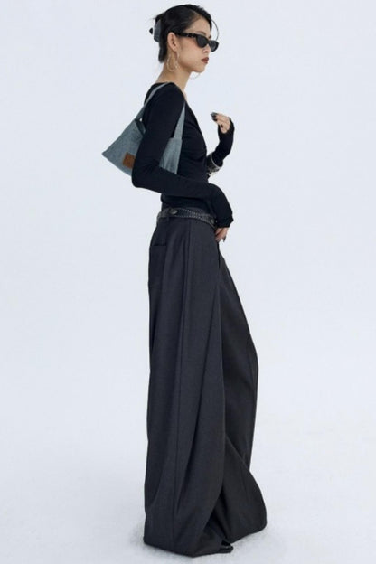 Pleated Dark Gray Scimitar Pants
