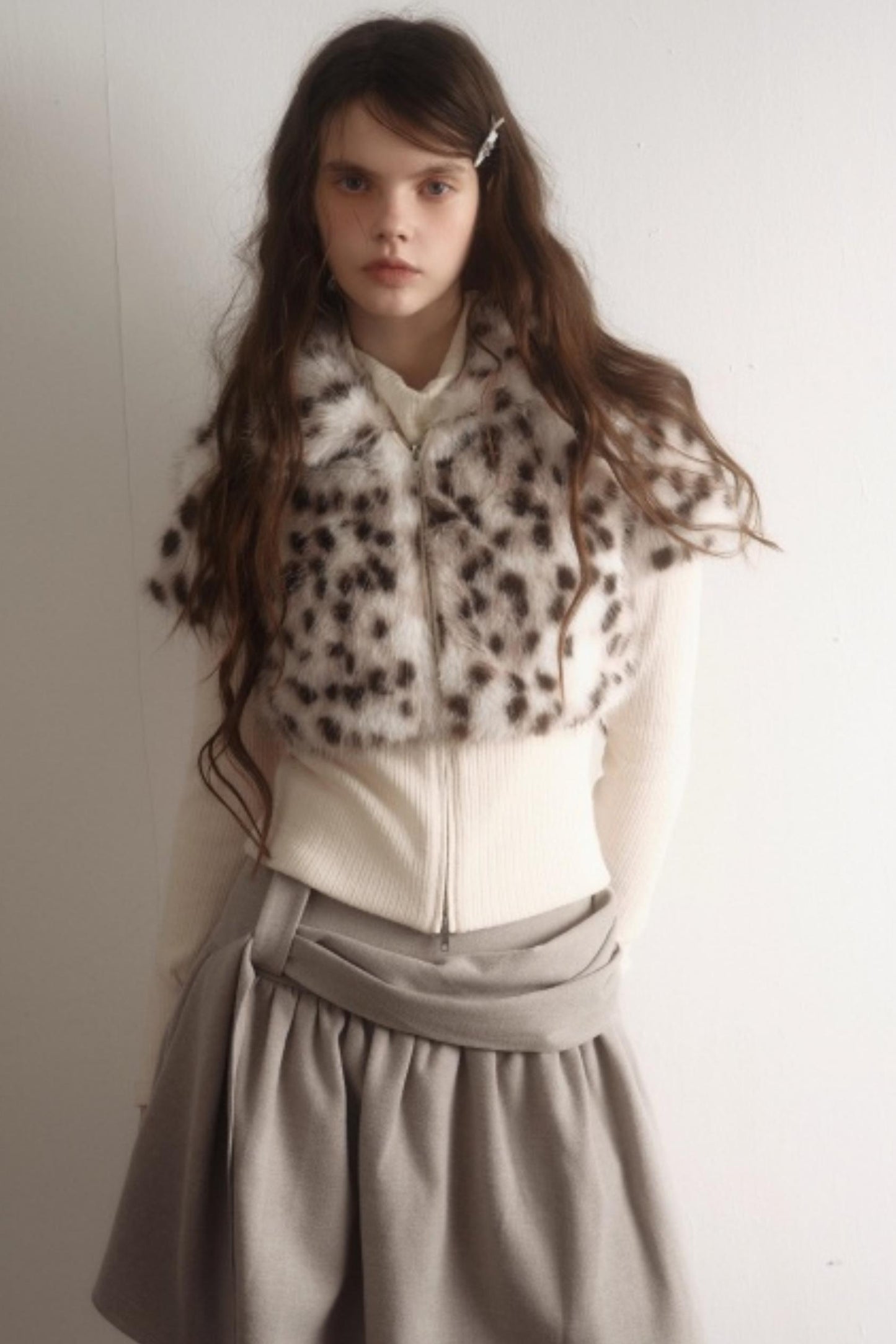 Misty Gray Pleated A-Line Skirt