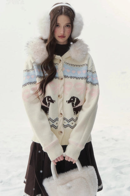 Retro Fair Isle Dachshund Sweater Jacket