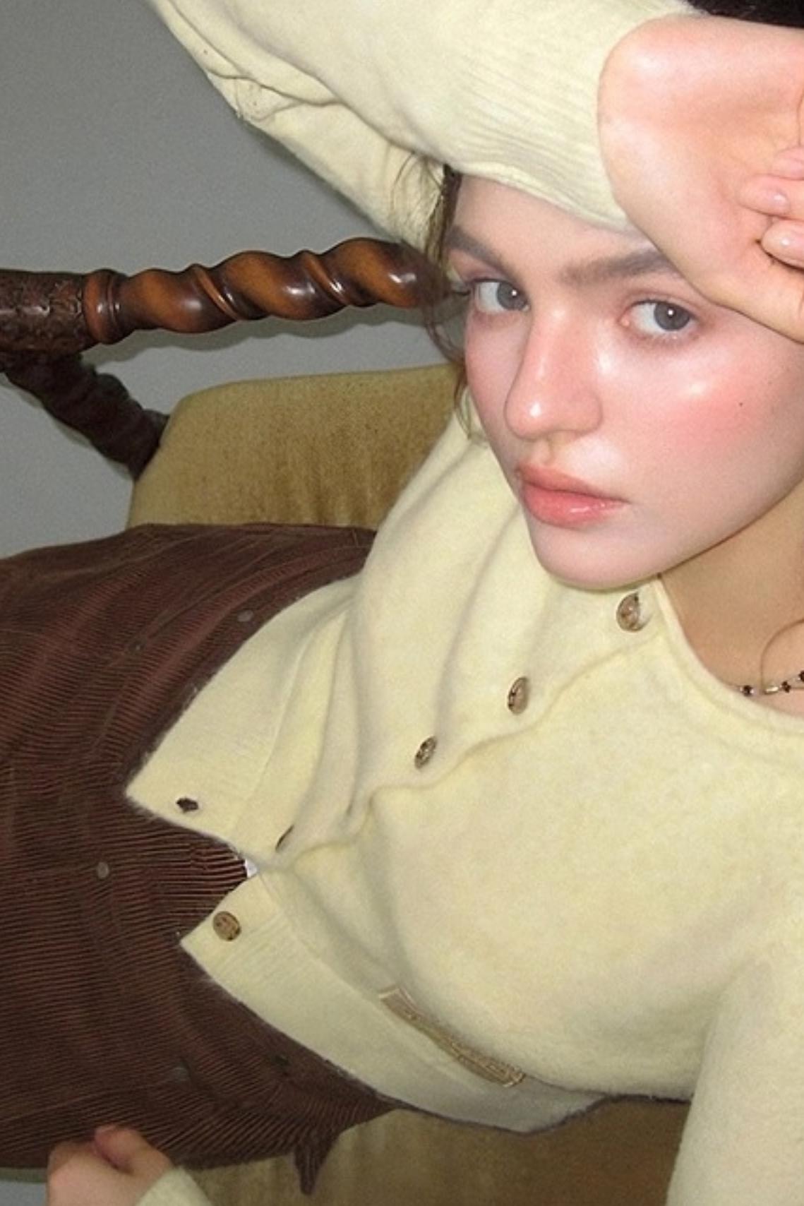 Monogram Patch Crew Neck Fleece Cardigan