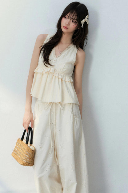 Lace Camisole Floral Pants