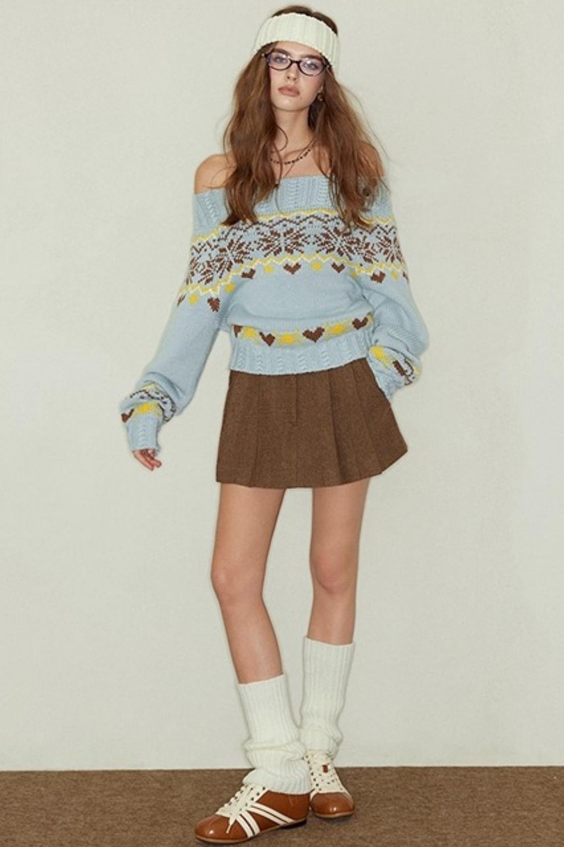 Wide Waist Wool A-Line Skirt