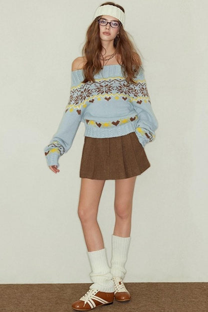 Wide Waist Wool A-Line Skirt