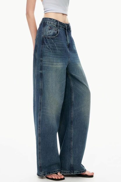 Dunkelblaue Vintage-Hose mit Farbverlauf