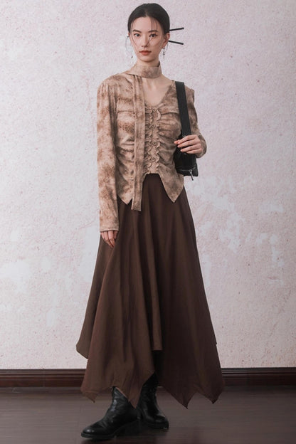 Matte Apricot V-Neck Knitted Top