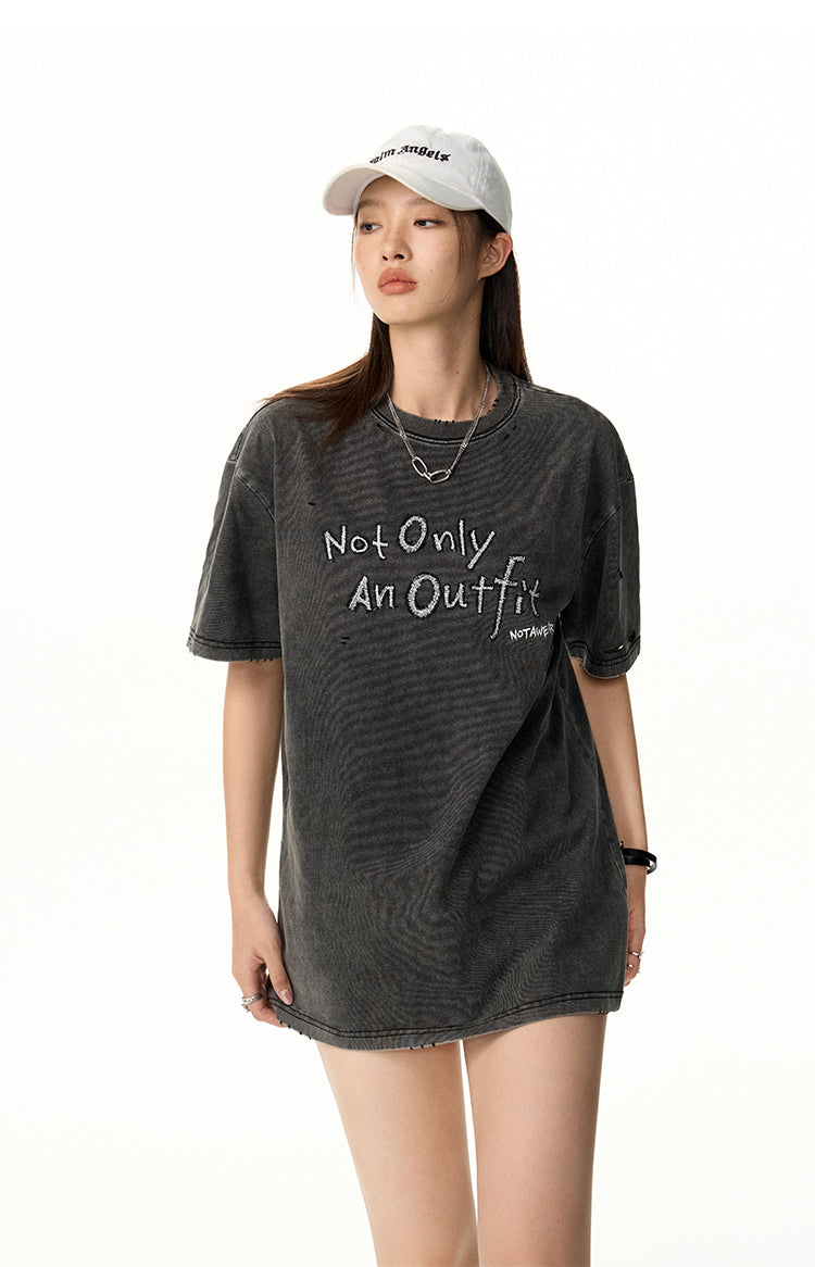 Embroidery Design Color Loose T-Shirt