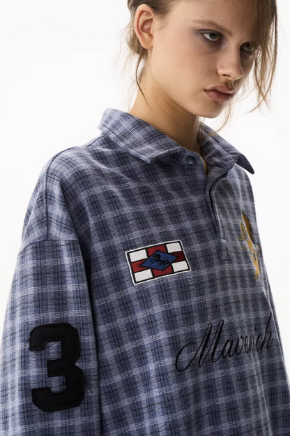 American Retro Plaid Polo Shirt
