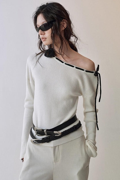 Rose Cross-Collar Knitwear